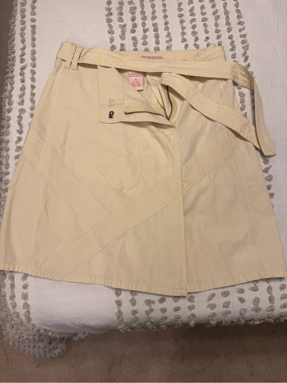 Zena Cream A-Line Utility Skirt with Belt Detail